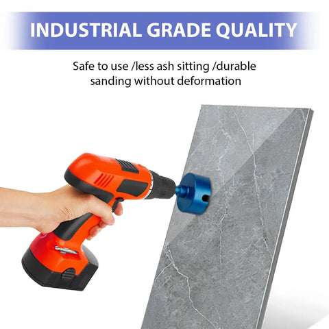 Eleven Piece Diamond Hole Saw Set With Drill Bit For Porcelain Ceramic Tile Granite Marble And Masonry in use on tile