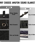 Comparison image highlighting features of Heavy Duty Sound Dampening Blankets For Home Studio Delivering Hella Effective Noise Blocking Acoustic Coverage.