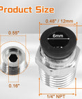 Dimensions of Push To Connect Fittings 6mm Tube OD To 1 Quarter Inch NPT Male Quick Connect Pneumatic Fittings, outlined on image.