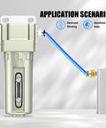 Top Shelf Three Quarter Inch Npt Industrial Air Desiccant Dryer featuring Rapid Moisture Extraction Core with aluminum body and blue tubing.