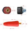 315Amp Dinse Style TIG Welding Cable Panel Connector Plug And Socket Set DKJ35-50 DKZ35-50 black and red fittings