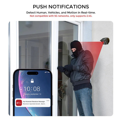 Solar Powered Driveway Alarm System With 2.4G Wi-Fi Real Time App Alerts Push Notifications Outdoor Motion Sensor demonstration