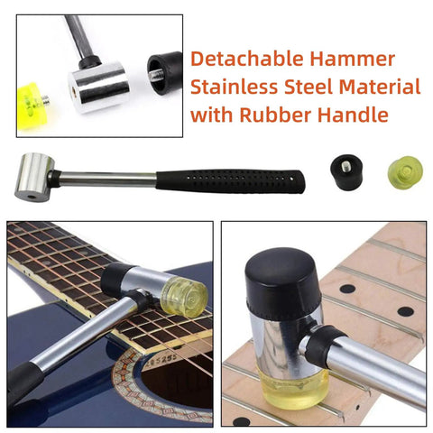 Detachable hammer from 17Pcs Guitar Fret Repair Kit With Crowning File Rubber Hammer Leveling Beam Fret Rocker String Spreaders