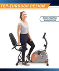 Recumbent Exercise Bike With Resistance ME 709 For Your Home Gym Step Through Design Easy Mount And Dismount with user