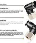 Push To Connect Female Elbow Fittings 5/32 Inch Tube OD X 1/4 Inch NPT Thread Copper And Plastic Pack Of 2