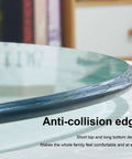 Close-up of anti-collision edge detail on Rock Solid Tempered Glass Lazy Susan Rotating Serving Tray King Size heavy duty swivel turntable.