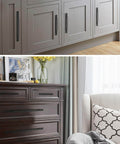 Black Cabinet Pulls 5 Pack For Drawers And Dressers Long Cabinet Hardware 3.78 Inch Center To Center And 6.3 Inch Length on kitchen cabinets and dresser