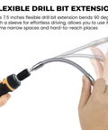 Flexible drill bit extension from 63 Piece Magnetic Ratcheting Screwdriver Bit Set being bent for tight spaces.