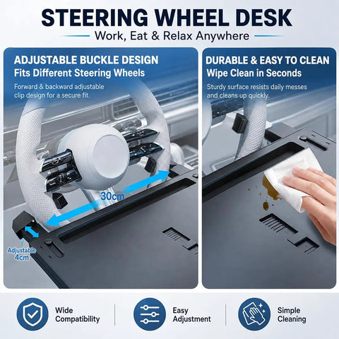 Adjustable buckle design on Solid Cruiser Steering Desk For Tesla Cybertruck Foundation Series 2024 To 2026 for secure fit.