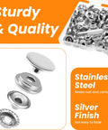 120 Piece Leather Snap Fasteners Kit With 3 Setter Tools 15mm Stainless Steel Snaps For Leather Clothing Fabric Bags Canvas DIY Crafts Silver With Storage Box