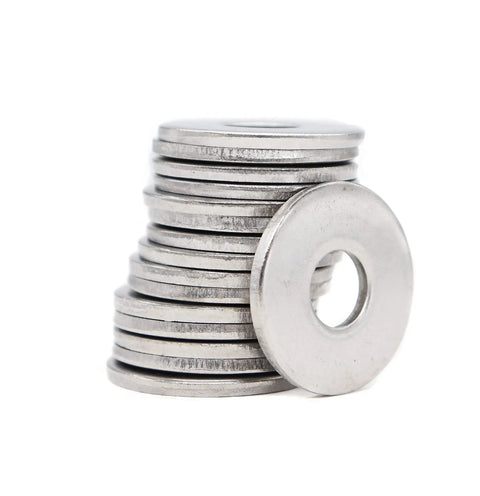Stack of Flat Washers 304 Stainless Steel Set M3 Through M10, M6x18x1.5mm, 50 Pieces for home projects and automotive use
