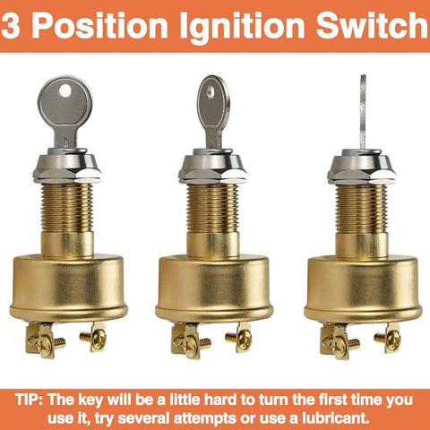 Keyed Marine Boat Ignition Switch With Keys 3 Terminals 3 Position Off Run Start 12V 15A Heavy Duty Marine Electrical Switch