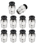 Push To Connect Pneumatic Fittings Set 10 Pack One Eighth Inch NPT Male To One Eighth Inch OD Tube Nickel Plated Brass Adapters