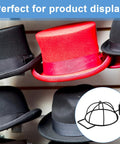 Six Pack Slat Wall Hat Display Racks Wire Headwear Organizer For Baseball Caps Beanies Wigs Metal Slatwall Accessories Ideal For Home Retail Store And Warehouse Black with hats displayed on racks.