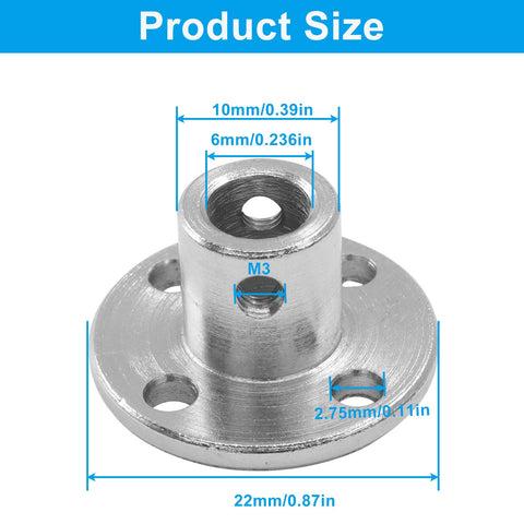 Product size details of 4 Pack 6mm Rigid Flange Couplings For DIY RC Motors, Guide Coupler Accessory Shaft Support, Beefy 45 Steel