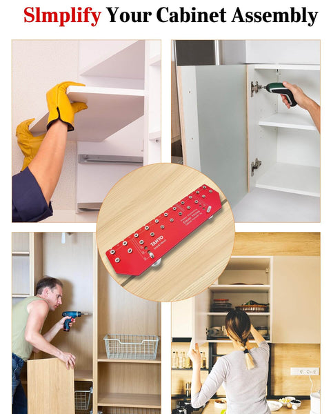 11 Hole Shelf Pin Jig For Cabinets And Wardrobes, Adjustable Shelf Hole Jig With One Quarter Inch And Five Mm Drill Bits in use
