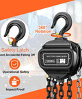 2 Ton Manual Chain Hoist With 10 Ft Lift Height And 4400 Lbs Capacity, 360 Degree Rotation Hook, G80 Galvanized Carbon Steel Chain