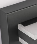 Close-up of Black LED Vanity Light Fixture Over Mirror Three Light Modern Bath Lighting for Bathroom Restroom aluminum frame