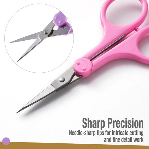 Two Piece High Precision Detail Scissors Set With Sharp Fine Tips For Paper Cutting, Scrapbooking, Sewing And Crafting 4 Inch