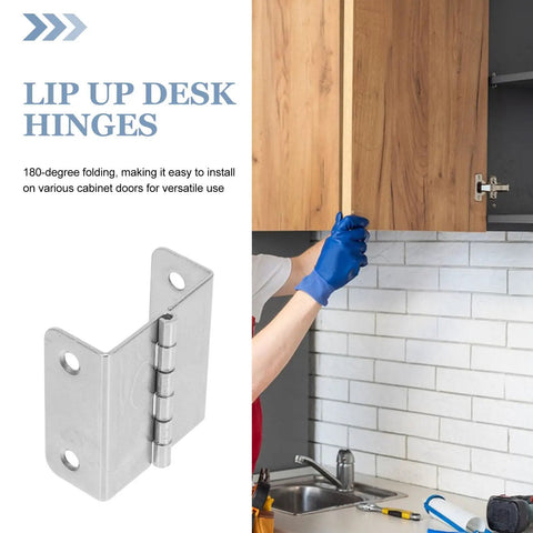Stainless Steel Butt Cabinet Hinges With 180 Degree Fold Down Capability, four-hole mount on a wooden cabinet door.