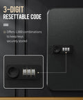 Heavy Hitter Steel Key Wall Cabinet With Dead Tough 3 Digit Combo Lock Box close-up of resettable code lock for secure key storage.