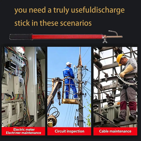 Pro Level Telescoping High Voltage Discharge Rod No Fuss Epoxy Resin Stick For fast capacitor draining, used in electric meter maintenance.