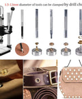 Upgraded Dope Leather Hole Puncher Kit For DIY Crafts Hand Punching Tool With Aluminum Plate And 16 Tools Includes Rivet And Snap Button Installers For Bags Belts Watch Straps And More