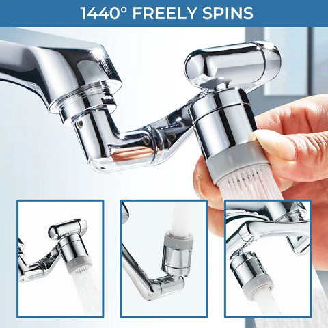 Rotating Faucet Aerator With 1440 Degree Swivel And Two Modes, Slick Brushed Brass And Stainless Steel Finish in use