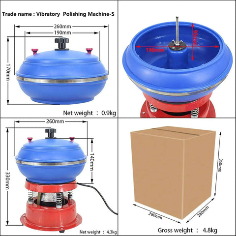 Beefy Vibratory Tumbler Machine For Jewelry Polishing And Metal Parts 3.5L Rock Tumbler with detailed dimensions and weight