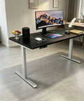Heavy Duty Dual Motor Electric Standing Desk Adjustable Height Office Gaming Table Silent Lift Smooth Matte Finish Sturdy Steel Frame with monitor and accessories