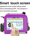 Compact Handheld Label Printer For Bottle Caps And Packaging with smart touch screen and finger input.