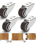 4 Pack 1 Inch Small Rigid Caster Wheels Low Profile Fixed Casters For Furniture Mounting Horizontal Or Vertical Install Rubber Roller