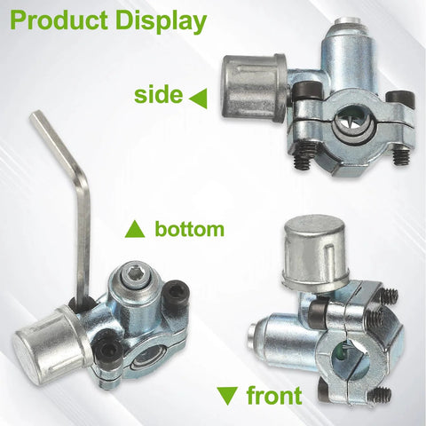 BPV-31 refrigerator tap valve piercing kit, 2-pack, metal, front, side and bottom views; fits 1/4, 5/16, 3/8 in sleeves