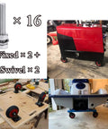 Dead Simple Heavy Duty Vacuum Air Caster Wheels 200MM 250MM with locking brakes on a workshop cart and utility platform.