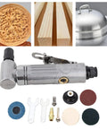 Heavy Duty Right Angle Air Die Grinder With Adjustable Speed Regulator And Beast Mode Tungsten Steel Internals For High Rpm Metalworking and accessories laid out.