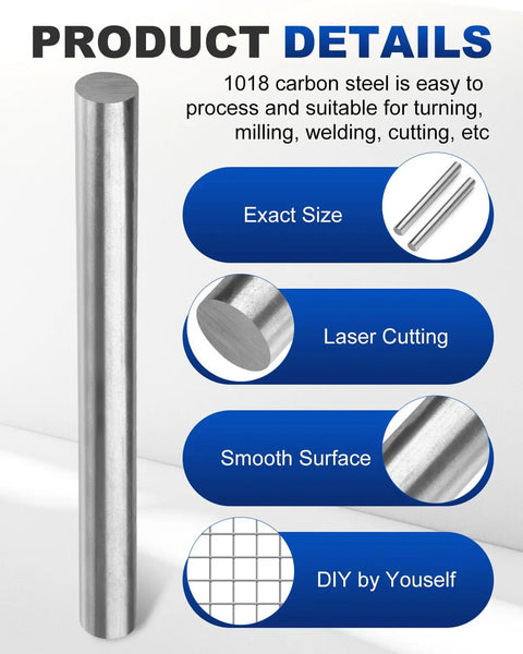Two Pack 9 Inch By 1 Inch Cold Rolled 1018 Steel Bars For Metalworking with exact size and smooth surface details.