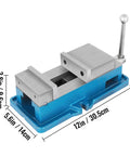 Non Swivel Milling Lockdown Vise 4 Inch Precision Bench Clamp with dimensions, 100mm jaw opening, heavy-duty metal construction