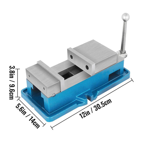 Non Swivel Milling Lockdown Vise 4 Inch Precision Bench Clamp with dimensions, 100mm jaw opening, heavy-duty metal construction