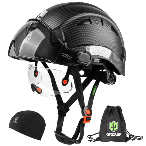 Safety Hard Hat With Tinted And Clear Visor Vented Construction Helmet ABS Work Hard Hat For Men Six Point Suspension