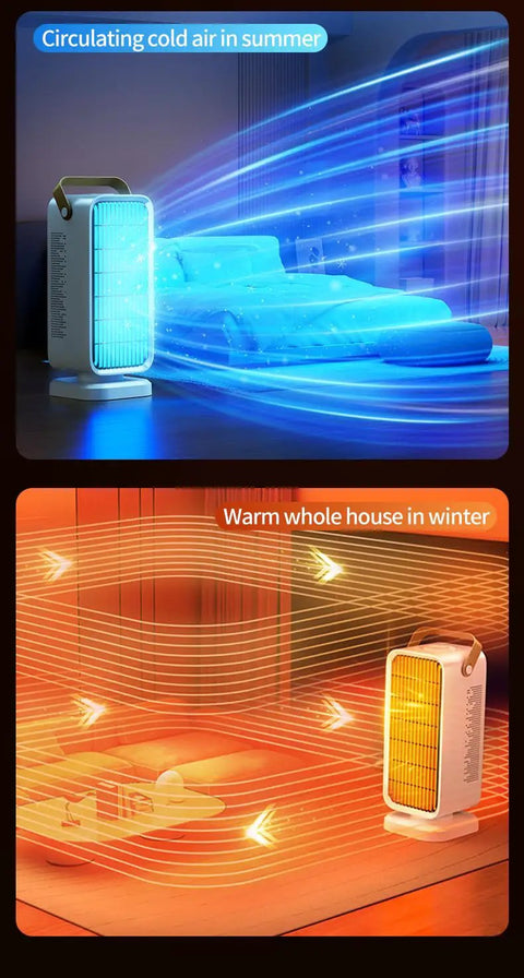 1500W Ceramic Heater For Indoor Use In Large Rooms With Thermostat, 3 Heat Settings And Fan circulating cool air, warm air