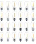 24 Pack LED S14 Replacement Bulbs For Outdoor String Lights, 1 Watt 2200K Warm White, E26 Medium Base, Shatterproof, Non Dim