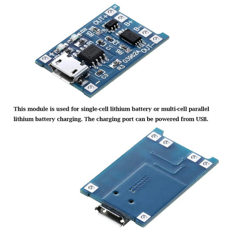 40 Pack 5V Micro USB Lithium Battery Charging Module With BMS Protection Board Over Discharge Guard For DIY Electronics, top view