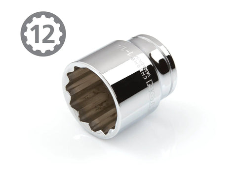 1/2 Inch Drive And 1-1/4 Inch 12-Point Socket With Slim Walls Shallow Well For Extra Clearance Grips Hex Fasteners From More Angles
