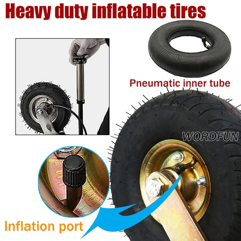 Pro Level Industrial Caster Pack With Grip Tight Rubber Pneumatic Wheels And Heavy Duty Ball Bearings For Silky Smooth Whisper Quiet Ride On Tool Cart Office Furniture Or Trailer Gear Hauler Setup