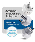 Ultra Compact 2 In 1 USA To Africa Travel Adapter Set Includes Type M South Africa, Type E And F, And Type G For Ghana Nigeria Uganda 3 Pack Does Not Convert Voltage Safe Portable displayed