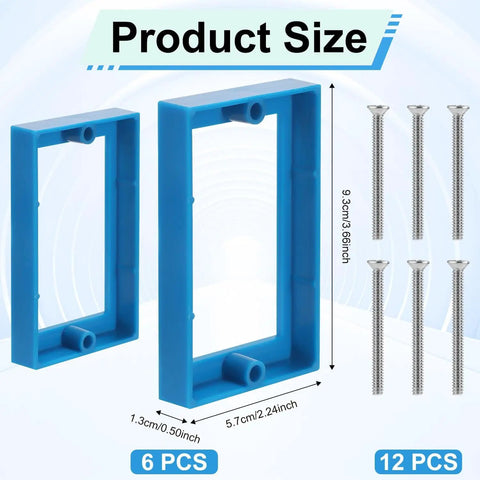 Six Pack Half Inch Single Gang Receptacle Box Extenders With Twelve Screws For Electric Boxes And Outlets That Stop Dents