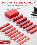 15 Piece Aluminum Setup Blocks For Woodworking Tools Pro Grade Height Gauge Set For Routers And Table Saws Ruler Marked Bars for setup sizes