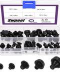 70Pcs Rubber Silicone Push In Bumpers Feet Kit With Ridged Stem For 3mm To 8mm Holes in plastic case with compartments