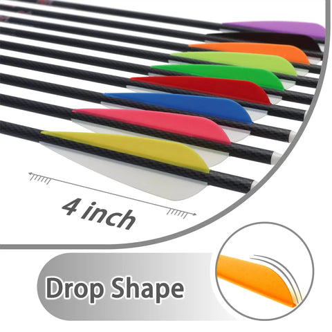 4 Inch Plastic Arrow Vanes Fletching For DIY Arrows, Orange, 50 Pack, Lightweight And Durable TPU Streamlined Vanes For High Wind Stability