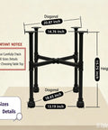 Industrial Pipe Table Legs Set Heavy Duty Metal X Shaped Base dimensions with 400 lb capacity.